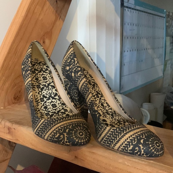 Boho J.Crew floral print fabric and leather high pump - Picture 2 of 6